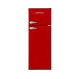 Respekta Retro-Kühlschrank mit Gefrierfach/in rot / 145 x 54 cm / 213 L Nutzinhalt/höhenverstellbare…
