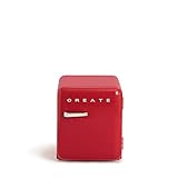 CREATE / RETRO FRIDGE 50 SILVER/Kühlschrank Rot Griff Silber/Praktisch und funktionell, 50 cm
