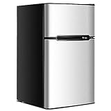 GOPLUS 90L Kühlschrank, Mini-Kühlschrank mit 27L Gefrierfach, Gefrierschrank mit Stahlrahmen & einstellbarem…