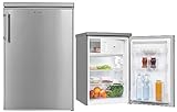 exquisit Kühlschrank KS1016-4-HE-010D silber | 120 l Nutzinhalt | EEK D | LED-Licht | Inoxlook | Gefrierfach