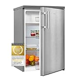 Exquisit Kühlschrank KS16-4-H-010D inoxlook | Kühlschrank mit Gefrierfach freistehend | 120 l Volumen…