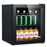 HCK 48L Mini Kühlschrank mit Glastür, 0-15°C Getränkekühlschrank für Bier, Lautlose kleine Kühlschränke…