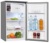 Exquisit Kühlschrank KS117-3-010E silber | Kühlschrank mit Gefrierfach freistehend 82 l Volumen | Gemüsefach…