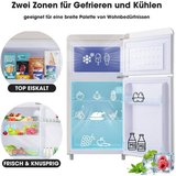 REDOM Kühlschrank BCD-100C, 91 cm hoch, 45 cm breit, Retro-Kühlschrank oberer und unterer Doppeltür-Kühlschrank