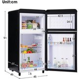 Ulife Table Top Kühlschrank BCD-100C, 91 cm hoch, 45 cm breit, Gesamtvolumen 72 Liter, [Energieklasse…